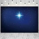 Cenário De Natal Com Céu Noturno Azul E Efeito De Luz Divina Para Festas E Decorações De Feriados