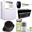 Central De Alarme Residencial Comercial Sensor Sem Fio Sirene Bateria Cabo 4 Vias