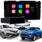 Central Multimídia 7" Pol MP5/BT CarPlay Android + Moldura Black Piano Hilux Etios Corolla GLI AP972
