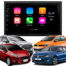 Central Multimídia 7 Polegadas MP5/BT CarPlay Android + Moldura Preta Fiesta Bora Crossfox Polo Golf