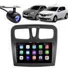 Central Multimídia Android 2 Din Renault Logan Moldura 9" Câmera Ré PT Fosco