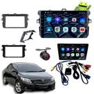 Central multimidia android para corolla com câmera de ré e moldura kit completo