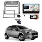 Central Multimídia Carplay Android Fiat Punto Moldura + Câmera Grafite