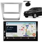 Central Multimídia Carplay Android Saveiro G6 Moldura + Câmera Prata