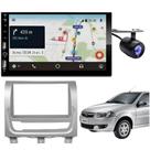 Central Multimídia Carplay Android Siena Moldura + Câmera Prata