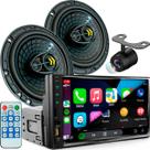 Central Multimídia Mp5 1Din 2Din 7 Carplay Android Auto USB Bluetooth Alto Falante REVO6 Câmera de Ré