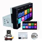 Central Multimídia MP5 1Din Com Tela de 7, Bluetooth, USB, Espelha o Celular - Câmera de Ré Inclusa