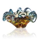 Centro De Mesa Cristal Murano Azul E Âmbar São Marcos 14cm