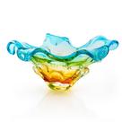 Centro De Mesa Cristal Murano Azul E Âmbar São Marcos 45cm