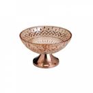 Centro de Mesa de Cristal Âmbar com Pé de Aço Lys Rose 30cm - Wolff - 7895730872415 Centro de Mesa de Cristal Âmbar com Pé de Aço Lys Rose 30cm - Wolff - 7895730872415