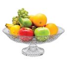 Centro De Mesa De Vidro Fruteira De Mesa Redonda De Vidro Incolor Com Pé Málaga 30cm Saladeira Trabalhada Com Pé De Vidro Lehaví