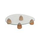 Centro de mesa decorativo base madeira natural e vidro p Centro de mesa decorativo base madeira natural e vidro p