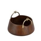 Centro de Mesa Decorativo em Madeira com Alça em Metal Dourado 23cm 22089P Mart