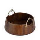 Centro de Mesa Decorativo em Madeira com Alça em Metal Dourado 30cm 22089G Mart