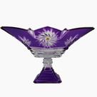 Centro de Mesa em Cristal com Pé Roxo com Dourado - 20x27cm - Centro de Mesa Elegante com Detalhes em Ouro Centro de Mesa em Cristal com Pé Roxo com Dourado - 20x27cm - Centro de Mesa Elegante com Detalhes em Ouro