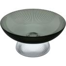 CENTRO DE MESA FRUTEIRA HOME&CO COM PÉ VIDRO 15x30x30cm FUMÊ