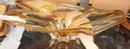 Centro De Mesa Grande Murano Cristal Âmbar Lapidados Nobre Centro De Mesa Grande Murano Cristal Âmbar Lapidados Nobre