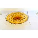 Centro De Mesa Murano Cristal Redondo Lapidado Âmbar Centro De Mesa Murano Cristal Redondo Lapidado Âmbar
