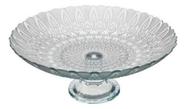 Centro De Mesa Pluma Com Pé Vidro Vitazza Diâmetro 37cm Centro De Mesa Pluma Com Pé Vidro Vitazza Diâmetro 37cm