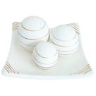 Centro de Mesa Prato 3 Esferas em Cerâmica Fosca Decor - White Gold