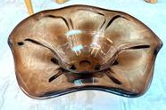 Centro De Mesa Redondo 50cm Murano Lapidados Nobres Marrom