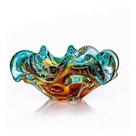 Centro De Mesa Vaso Cristal Murano São Marcos Azul Ambar