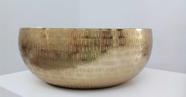 Centro Mesa Cachepot Indiano Alumínio Texturizado Ouro 24cm