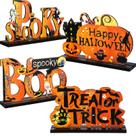 Centros de mesa Blulu Halloween de madeira, 4 peças para ambientes internos Centros de mesa Blulu Halloween de madeira, 4 peças para ambientes internos