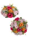 Centros de mesa de flores artificiais BLOSMON Pink/Orange Rose x2 Centros de mesa de flores artificiais BLOSMON Pink/Orange Rose x2