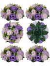 Centros de mesa de flores artificiais BLOSMON Wedding 6 peças rosa/roxo