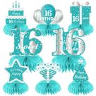 Centros de mesa para decorações de aniversário Yoaokiy Sweet 16th Teal x8
