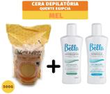 Cera Depilatória Egipcia Anestésica Mel 500g + Oleo E Loção Depil bella