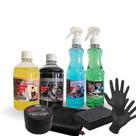 Cera para polimento de veículo pretinho pneus kit