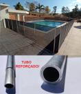 Cerca Removível Para Piscina - tubo aluminio natural com reforço - módulo 4 metros.