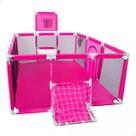 Cercadinho Chiqueirinho Infantil Retangular 180X120X60CM Com Cesta De Basquete e Gol SNH86 Cor: Rosa Snel Home