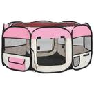 Cercadinho dobrável para cães VidaXL portátil resistente rosa 145x145x61cm