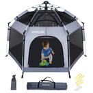 Cercadinho para bebês SIMPLGIRL Premium para uso interno/externo com dossel cinza