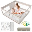 Cercadinho para bebês ZEEBABA, tamanho extra grande, 150x150cm, cinza com tapete Cercadinho para bebês ZEEBABA, tamanho extra grande, 150x150cm, cinza com tapete