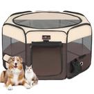 Cercadinho para cães, cercadinho para gatos Cercadinho dobrável para animais de estimação com estojo de transporte, barraca portátil para animais de estimação para uso interno/externo Resistente à água Capa de sombra removível (marrom, pequena)