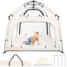 Cercadinho portátil para bebês Playard Bend River com dossel bege