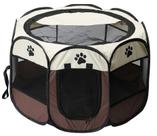 Cercado Grande Casinha Pet Dobrável Portátil Cão Gato Marrom