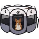 Cercado Grande Tenda Pet Dobrável Portátil Cão Gato Cinza