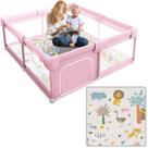 Cercado para Bebê Hiaksedt 127 x 127 cm com Colchonete e Tela Rosa
