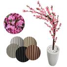 Cerejeira Artificial Rosa Bebê De Galho Curvo Vaso Decoração