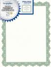 Certificate Geographics Optima Green com selos dourados, pacote com 25