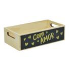Cesta bandeja pinus natural com amor 24x16x6cm