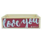 Cesta bandeja pinus natural love you namorados 20x20x5cm