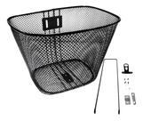 Cesta Bicicleta Aro 26 Oval Aço Preto Com Suporte E Haste Cesta Bicicleta Aro 26 Oval Aço Preto Com Suporte E Haste