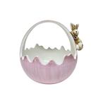 Cesta Casca De Ovo Em Cerâmica Rosa Páscoa
