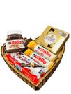 Cesta Chocolate Kinder Ferrero e Nutella no Coração Presente Especial